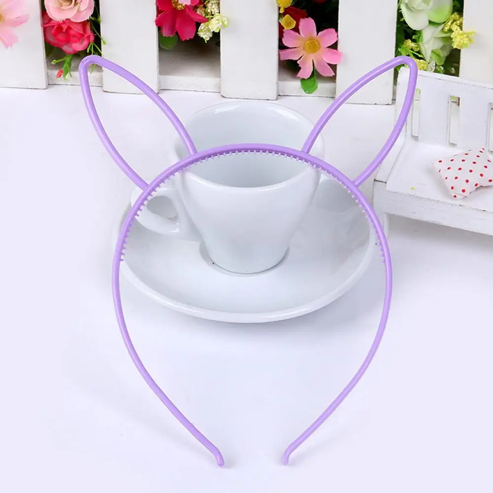 Rabbit ear D M MISM 1 шт., ободки с кошачьими ушками для девочек, корона, тиара, принцесса, с пластиковым животным, лента для волос, Бабочка, бант, аксессуары, головные уборы для девочек - Цвет: Rabbit ear D