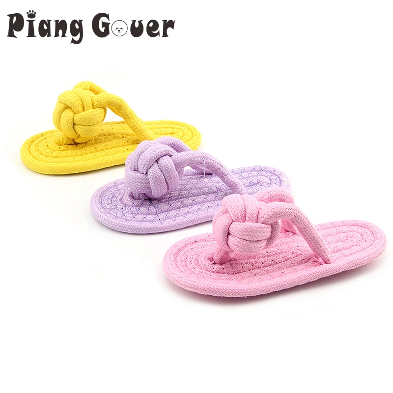 Pet Cat Cotton Weave Rope Clean Tooth Chew Toys Candy Color Slipper Dog | Дом и сад