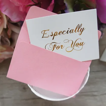

multi-use 25pcs Mini especially for you Card gold with pink envelope multi-use Scrapbooking party invitation DIY gift card