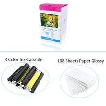 1pcs Photo Paper Compatible Canon KP-108IN 3 Color Ink Cassette 108 Sheets 4 x 6 Paper Glossy For Canon SELPHY CP1300 CP1200