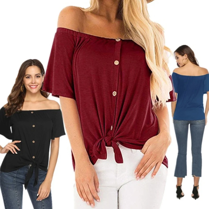 New Sexy Women Summer Tops Short Sleeve For Office Work And Blouses 2019 Female Casual Shirts Slash With Button Shirt | Женская одежда
