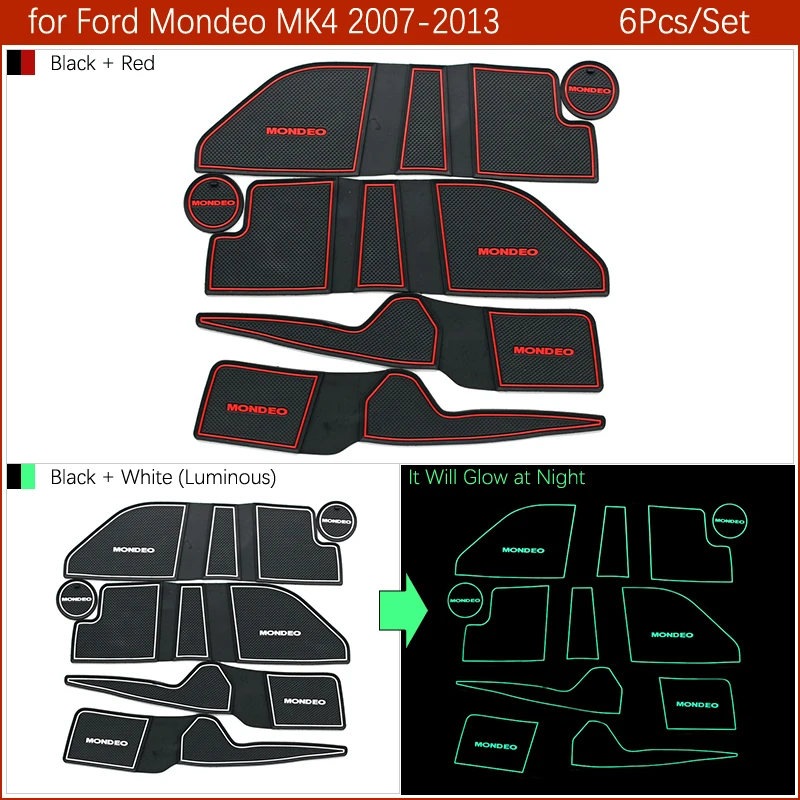 Для Ford Mondeo 2007-2012 MK4 коврик для дверного паза Противоскользящий резиновый подстаканник ворота Слот колодки аксессуары 2008 2009 2010 2011 2013