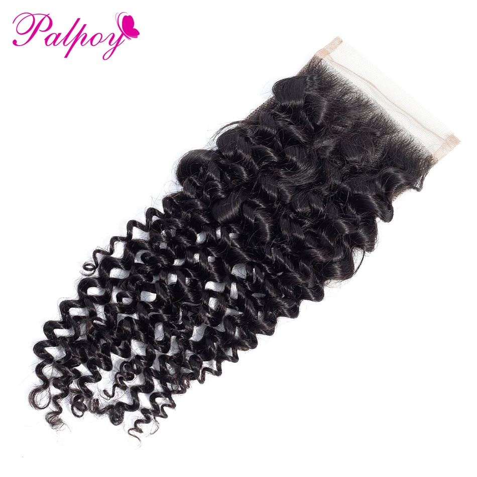 

PALPOY Brazilian Human Hair Kinky Curly 4*4 Lace Closure Free/Middle/Three Part Natural Color Non Remy Closure Free Shipping