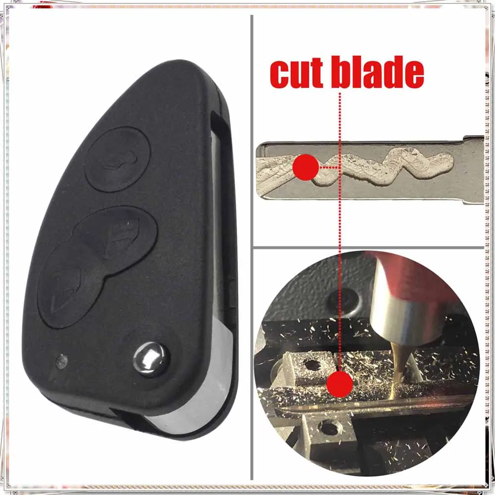 Jingyuqin Uncut/Cut Blade 3 кнопки флип складной пульт дистанционного ключа автомобиля корпус Fob для Alfa Romeo 147 156 166 GT