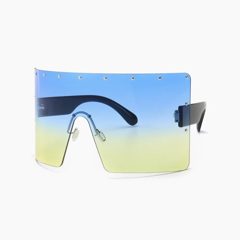 2019 New Oversize Ladies Sunglasses  Rimless Blue Yellow Gradient Sun Glasses Summer Fashion Brand Designer Shades_voghion.com