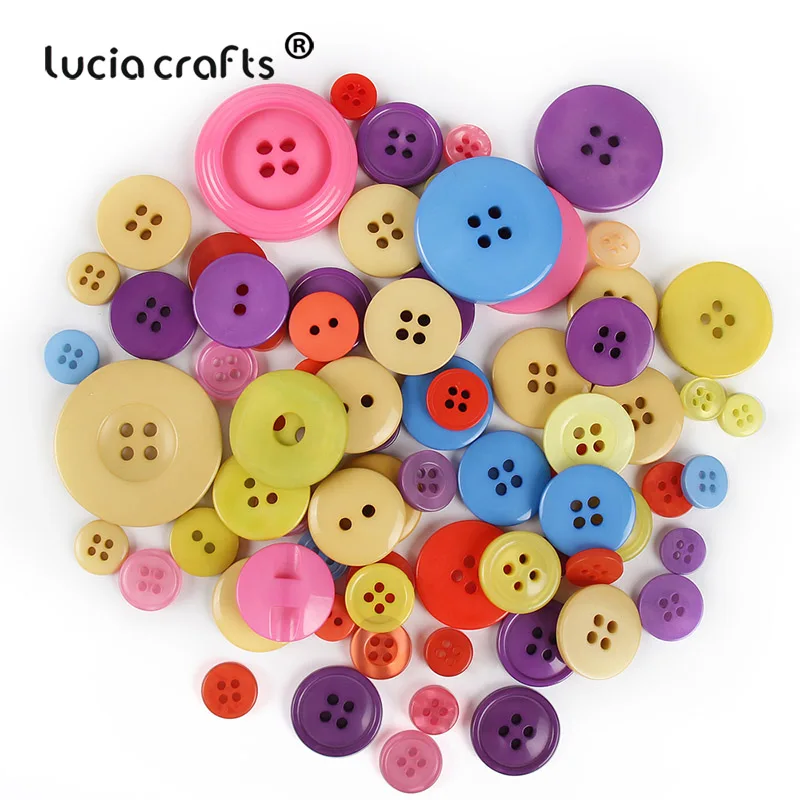 

50g/100g 8-34mm Colorful Random Mixed Resin Buttons With Holes Sewing Botones DIY Scrapbooking Craft Sewing Clothing Accessories