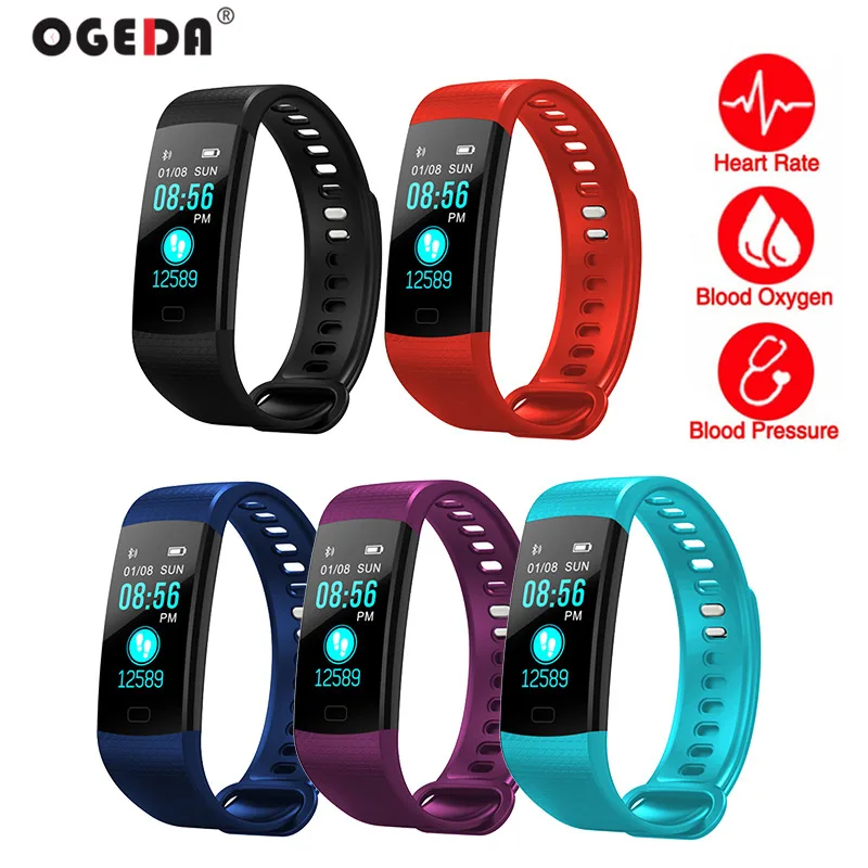 

OGEDA 2019 Bluetooth Smart Bracelet Heart Rate activity fitness tracker Blood Pressure Sport Band Wristband For Women Men Reloj