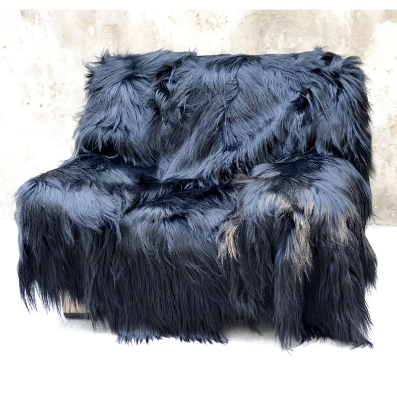- CXD111 150200cm Decorative Carpet Real Black Goat Fur Design Blankets Rugs For Bedding Living Room DROP SHIPPING