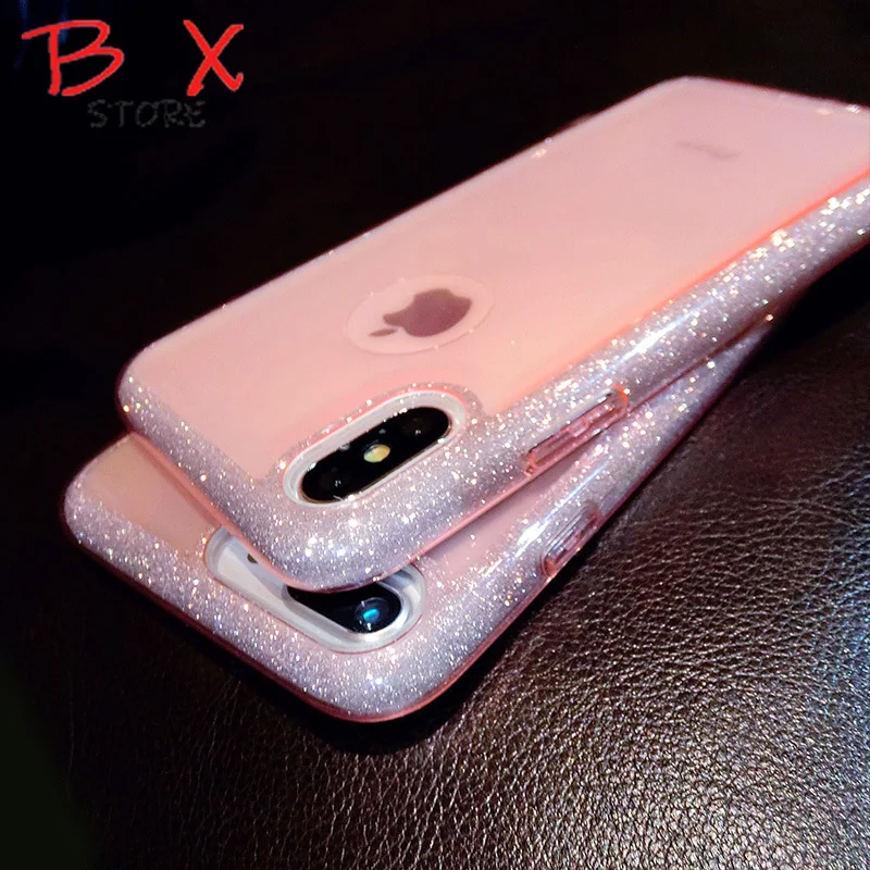 

Crispyfish Stars Glitter Sparkly Transparent Soft TPU Case For iPhone 7 8 Plus Phone Back Case For 6 6s X XS XR XS MAX