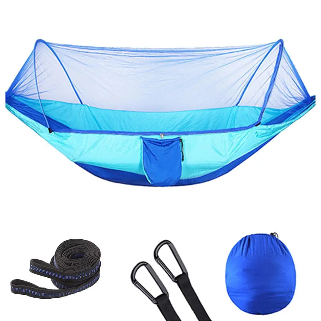 120cm blue Двойной с сеткой от комаров сетчатый гамак кемпинг Висячие спальные 200 кг качели кровать - Цвет: 120cm blue