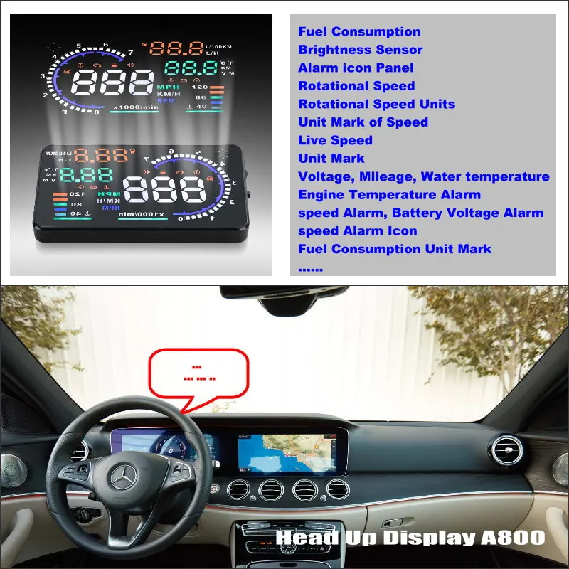 

Car Information Projector Screen For Mercedes Benz E W211 E280 E300 E320- Saft Driving Refkecting Windshield HUD Head Up Display