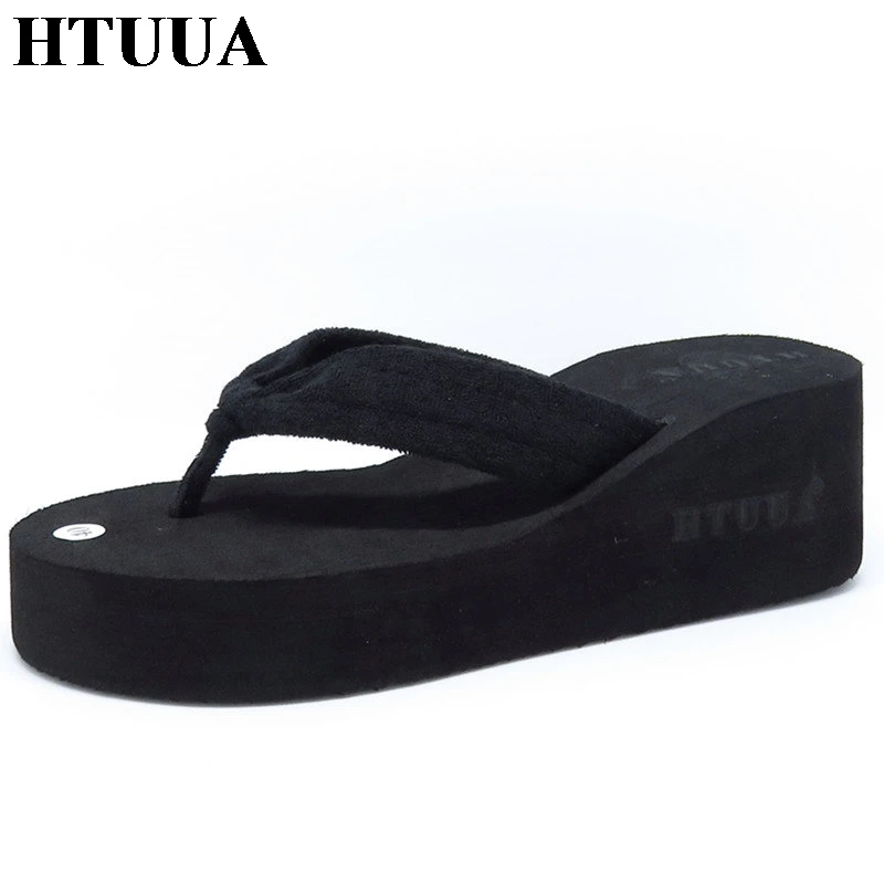 platform thick heel casual slippers