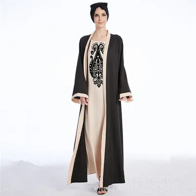 Fimtairah модное женское платье abaya поддельные две части Дубай Королевский желтый кафтан элегантный длинный Тобе абайя Черная Женская - Цвет: Apricot