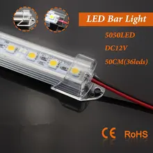 Супер яркий 50 шт. 5050 бар свет 0.5 м 36 LED 12 В 24 В LED Жесткий Газа Бар свет U Groove теплые/холодный белый Светодиодные полосы света