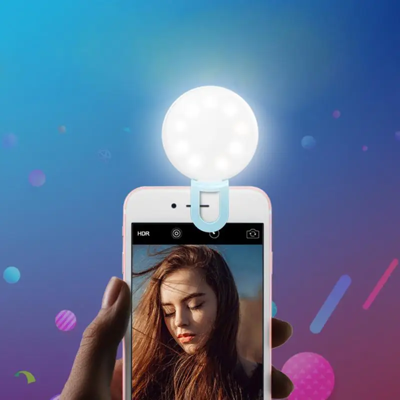 Portable Selfie Ring Light LED Ring Smartphone Clip On Flash Fill Light