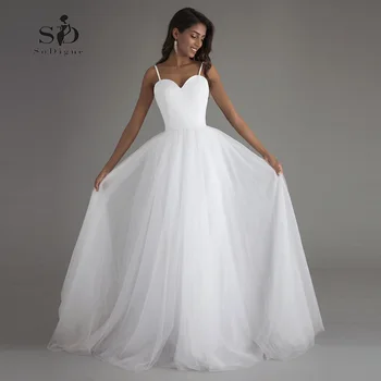 Vestido De boda blanco/Marfil, barato, corazón talla grande, línea A, gran oferta