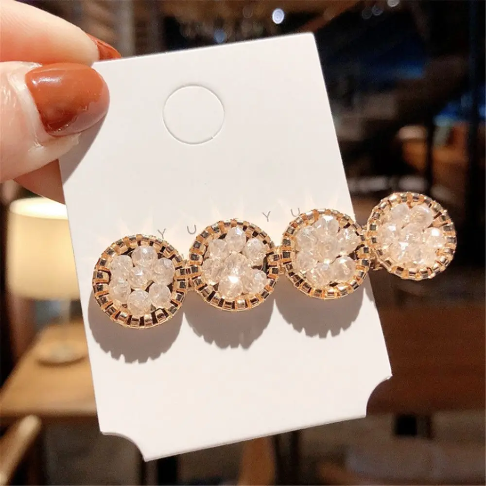 Fashion Korea Crystal Rhinestones Hair Clips Girls Hairpins Geometric Round Hairgrip Women Barrette Hair Accessories - Цвет: 3