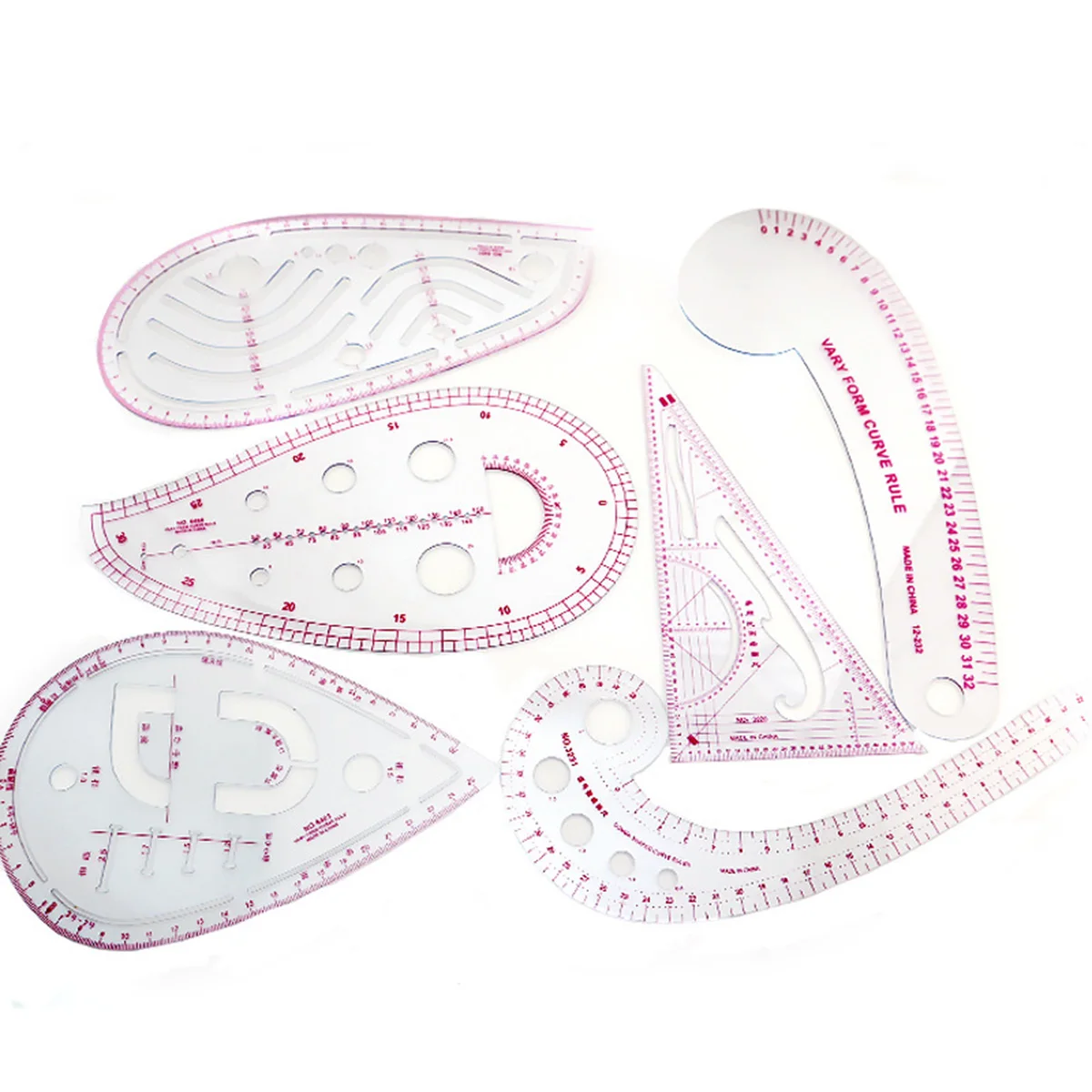 

6PCS French Metric Ruler Plastic Curve Shaped Measure Ruler For Sewing Dressmaking