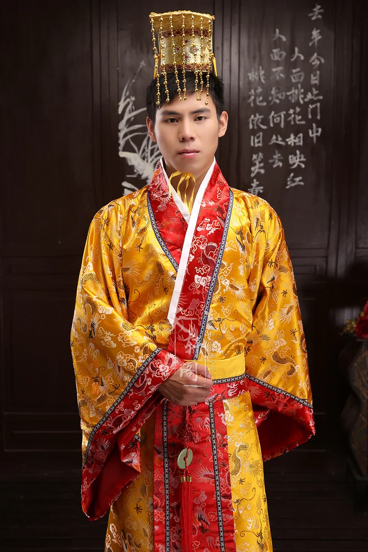 Китайский древний костюм Мужской Hanfu золото Тан Костюм Танг династии император сценические костюмы Hanfu Костюм Танг восточные костюмы