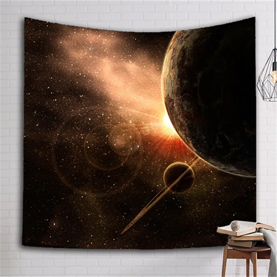 Cilected Outer Space Galaxy Tapestry Hanging Earth Moon Printed Wall