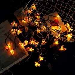 Мёд в форме пчелы Солнечный светодиодный светящиеся гирлянды 30 светодиодные огни уличный садовый забор, милое Летнее Патио Рождественская