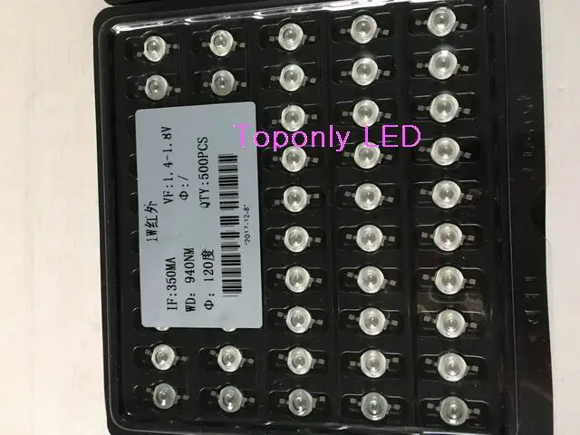 940nm ИК-светодиод лампа DC1.4-1. 8 В 350mA Epileds фишки инфракрасный Цвет высокой мощности светодиодное освещение бисер 500 шт./лот продвижение