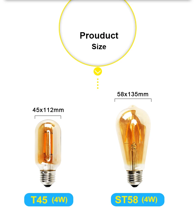 Светодиодный светильник E27 220 в 240 В светодиодный светильник Эдисона 4 Вт 6 Вт 8 Вт Светодиодный светильник накаливания T45 ST58 G95 G125 старинная винтажная стеклянная лампа в стиле ретро