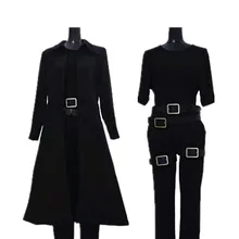 Matrix Neo косплей костюм черный плащ полный комплект