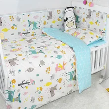 Детские комплекты постельного белья из 3 предметов, комплекты детской кроватки из хлопка с рисунком животных, включая пододеяльник, наволочку, плоский лист, новинка