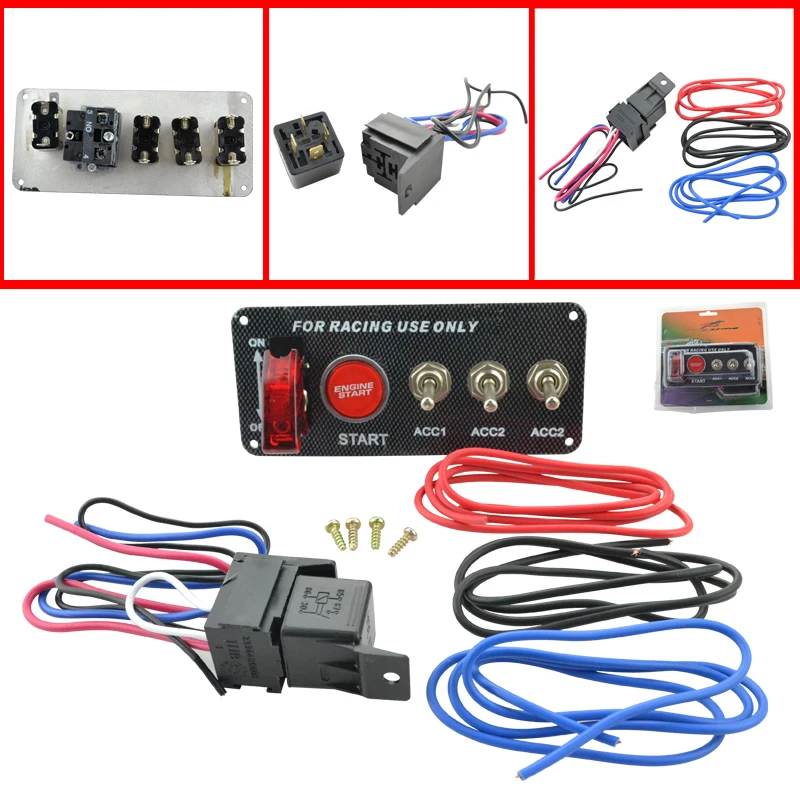Auto racing 3 Switch Panels red cover toggle switch 12V 20A racing