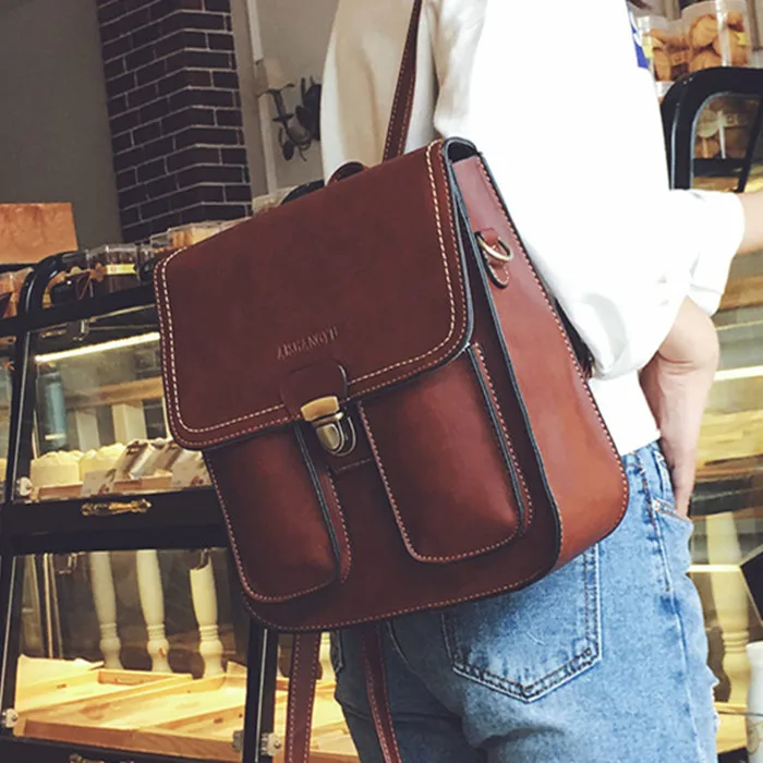 New Fashion Vintage Women Backpacks Pu Leather School Bags For Teenagers Girls Laptop Backpacks Travel