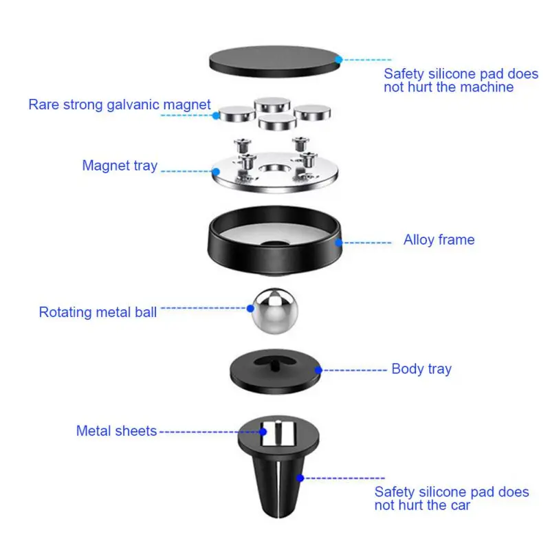 Магнитный автомобильный держатель на 360 градусов, держатель для мобильного телефона, магнитный штатив с креплением на вентиляционное отверстие