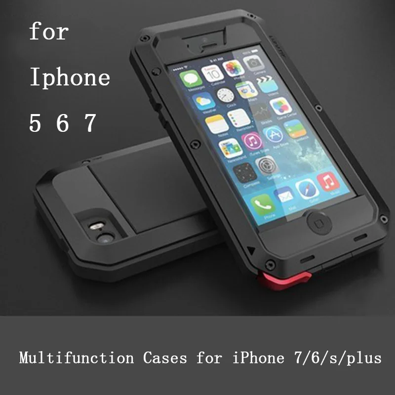 bilder für Für IPhone 6 7 5 4,7 "/Plus 5,5" Ganzkörper Wasserdicht Metall Extreme Stoßfest Military Heavy Duty Gehärtetem Glas Abdeckungs-fall Haut bilder für Für IPhone 6 7 5 4,7 "/Plus 5,5" Ganzkörper Wasserdicht Metall Extreme Stoßfest Military Heavy Duty Gehärtetem Glas Abdeckungs-fall Haut