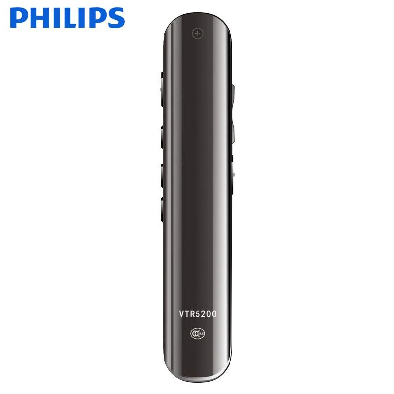 PHILIPS VTR5200 Скрытая 8 ГБ Цифровой диктофон USB MP3 плеер Профессиональный диктофон ручка диктофоны мини маленький аудио - Цвет: Черный