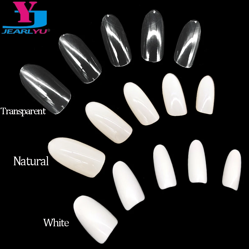 

500 X Nail Art Tips Clear/Natural /White Round Sharp End False Fake Nails Tips Manicure Artificial Full Nail Art Tips Fake Nail