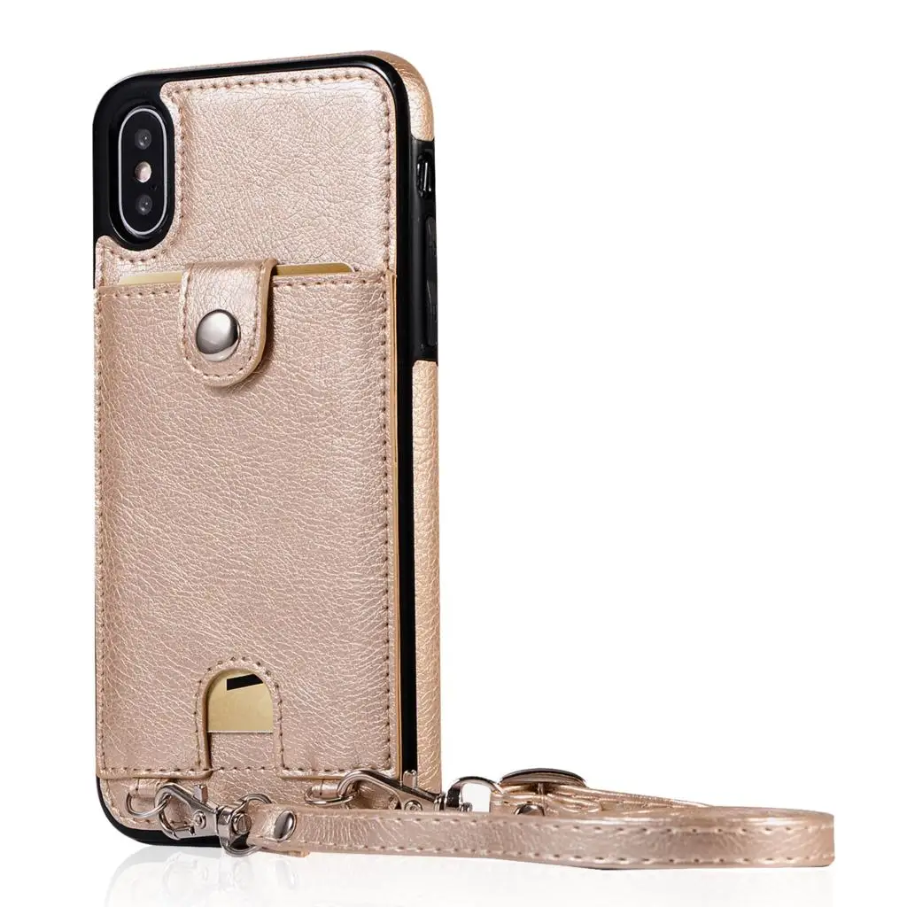 For Samsung Note 10 Plus 10+ S8 S9 S10 Plus S10E S7 Edge Case Wallet Leather Cover For iPhone X 11 Pro XR XS Max 7 8 6 6s Plus - Color: Gold