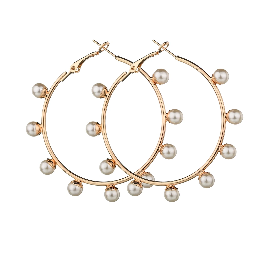 MissCyCy Trendy Gold Color Circle Hoop Earrings for Women New Fashion Imitation Pearl Earrings Jewelry Gift