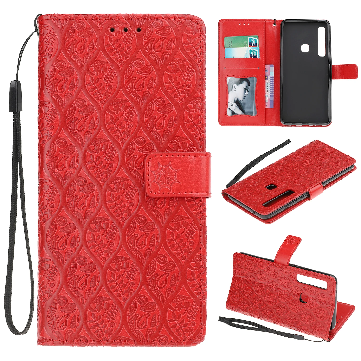 

SsHuUu Card Slot Wallet Flip Fundas Leather Rattan Cases For Samsung Galaxy J3 J5 J710 J4 J6 Plus J330 J530 J2CORE Phone Cover