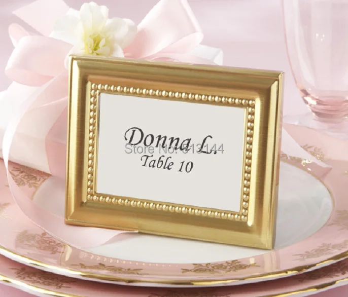 Free 100pcs Elegant Beaded Gold Place Card Holder