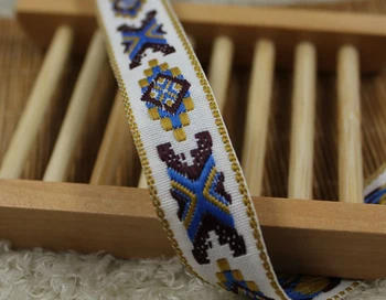 

Beautiful trimmed geometric patterns webbing 3/4"2cmx10YD Zakka handmade accessories DIY polyester woven Jacquard Ribbon with