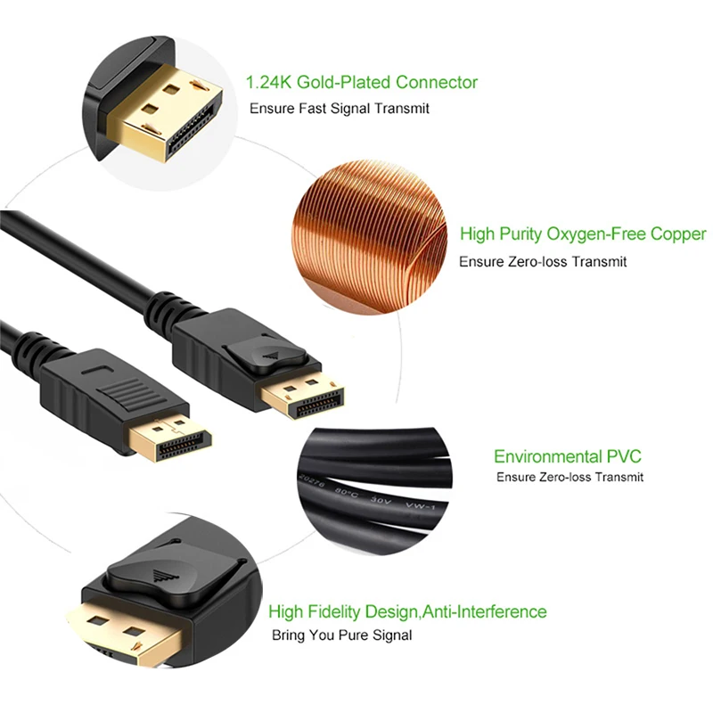 Suntaiho DP to DP HD Cable Displayport Display port to Displayport Cable 1080P 4K for Connecting Laptop to HDTVs Projectors etc Suntaiho DP to DP HD Cable Displayport Display port to Displayport Cable 1080P 4K for Connecting Laptop to HDTVs Projectors etc