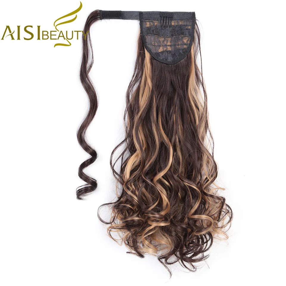 AISI BEAUTY, 22 дюйма, длинные волнистые конский хвост, заколка в синтетическом конском хвосте, накладные волосы для наращивания, круглые волосы, блонд, коричневый, для женщин