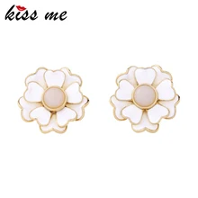 KISS ME, новинка, эмалированные большие серьги-гвоздики в виде цветка, элегантные и модные вечерние серьги для женщин, брендовые ювелирные изделия Brioncs