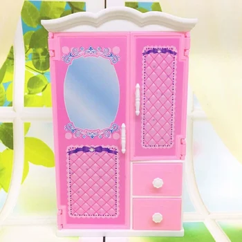 

Doll Furniture Plastic Wardrobe Living Room Plastic Mini Wardrobe Closet for Doll Accessories Toy