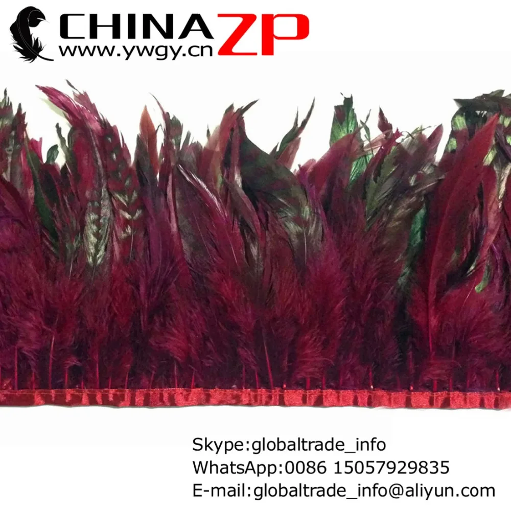 

Wholesale and Retail 10Yards/lot from CHINAZP Factory Unique Dyed Burgundy Chinchilla Rooster Feathers Trim