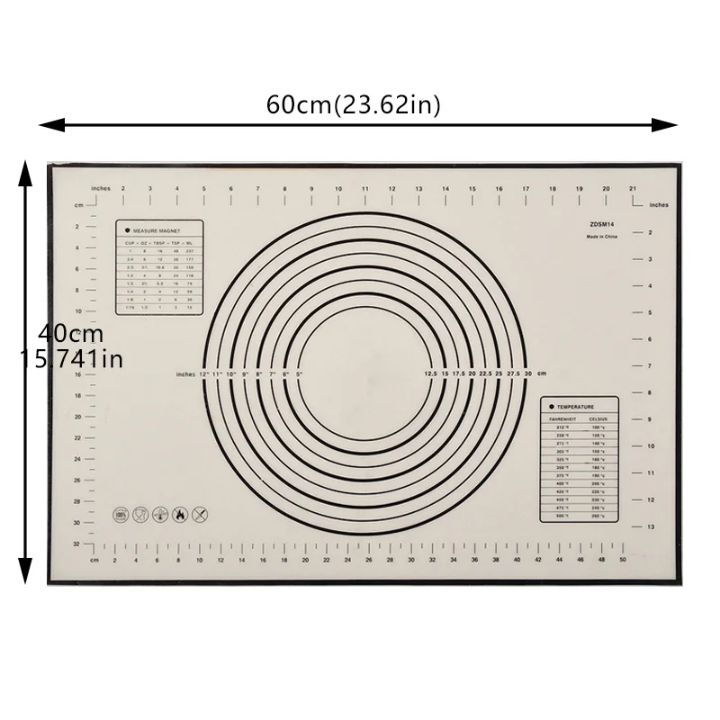 Большой размер силиконового коврик для выпечки коврик для замеса теста со шкалой антипригарный прокатный кондитерский коврик для выпечки Аксессуары Инструмент - Цвет: 60x40cm Black