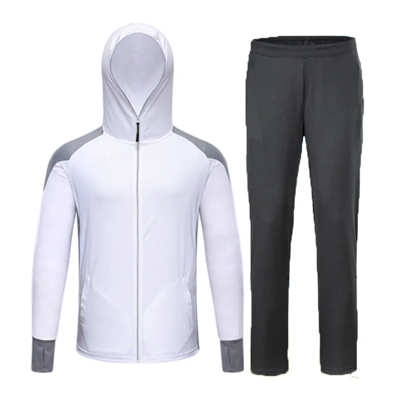 white black TRVLWEGO Солнцезащитная одежда для рыбалки Мужская быстросохнущая дышащая противомоскитная Толстовка рыболовный костюм карман на молнии лето - Цвет: white black