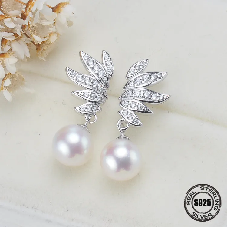 

Fashion Accessories Vintage Jewelry Inlay Cubic zirconia Long Earrings Wedding Dangle Natural freshwater 6-7mm Pearl Earrings
