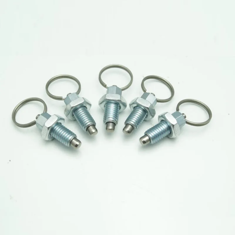 

TF08011-M6*12*4 Non Lock-Out Type Stubby Hand Retractable Spring Plunger with Pull Ring, M6 Thread