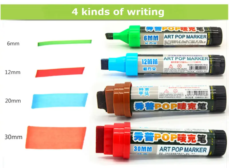 12 Pçs e set Superior 30mm Mão pintado Pop Caneta Óleo Caneta Publicidade Caneta Cartaz Free Shopping 5 Marcadores da arte